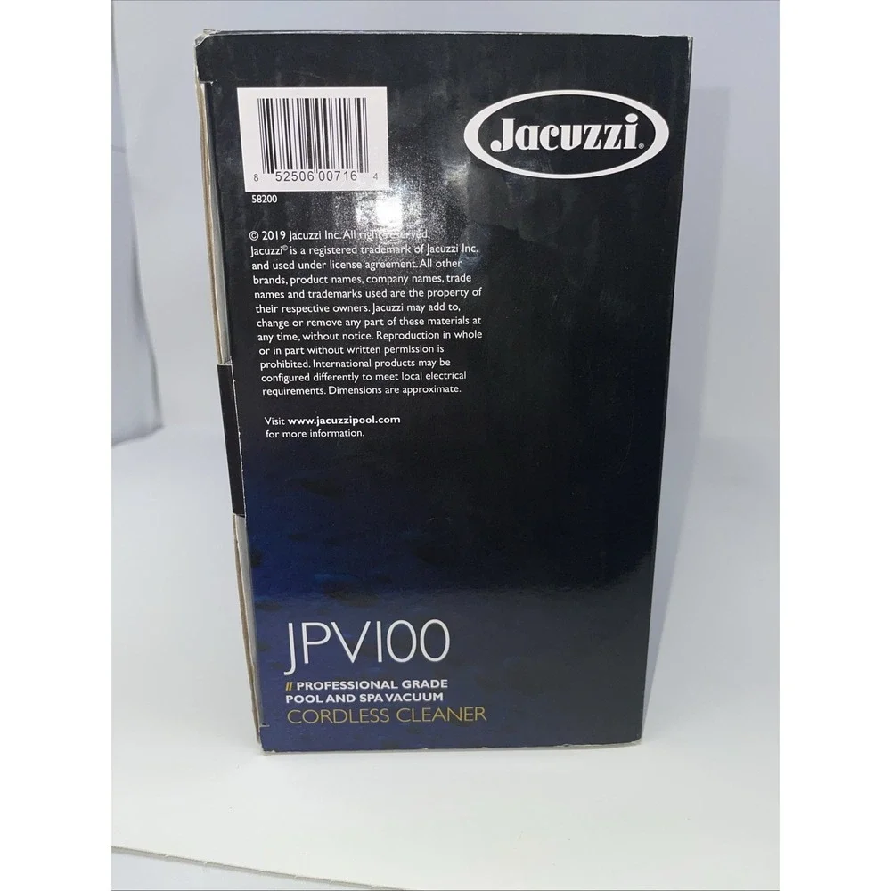Jacuzzi JPV100 Professional Grade Pool and Spa Vacuum Cordless Cleaner NIB‎